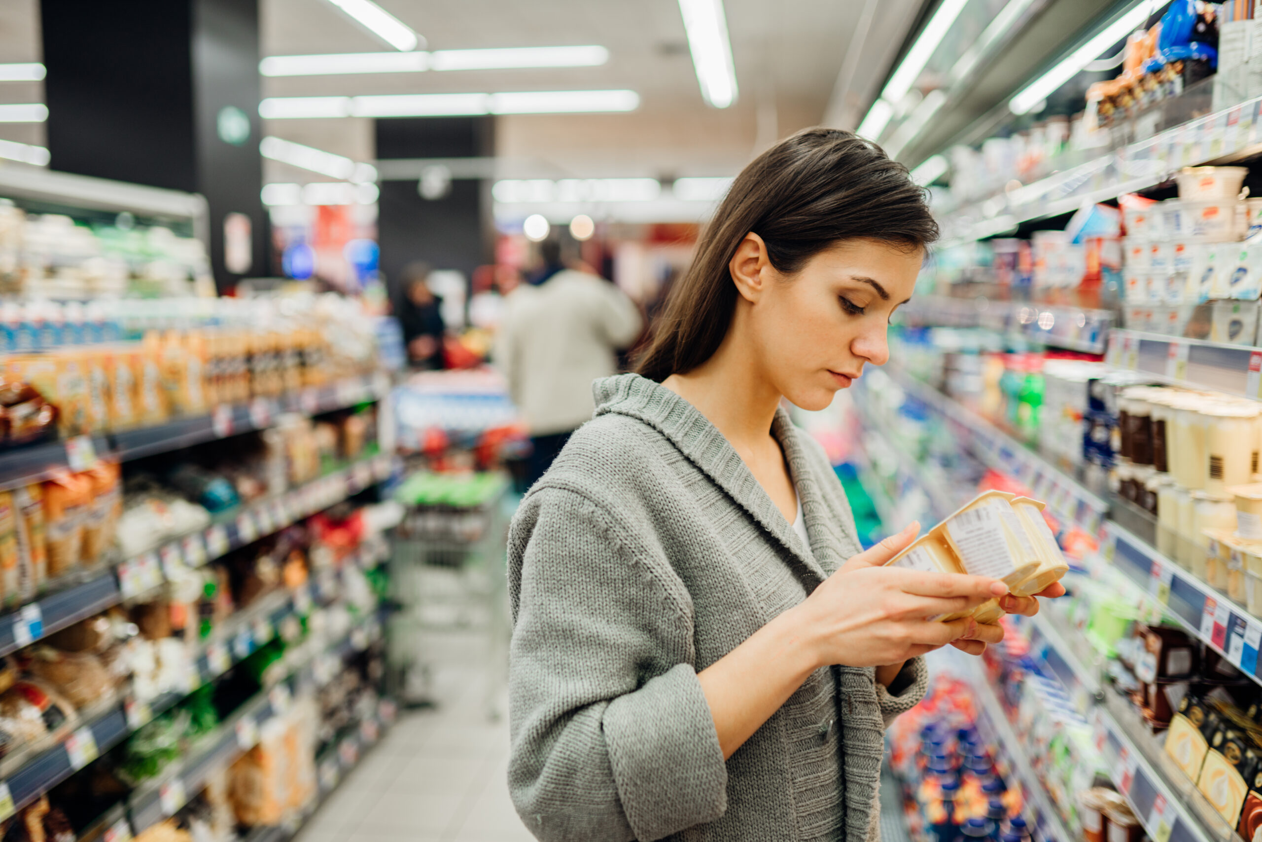 Retail packaging design on store shelves